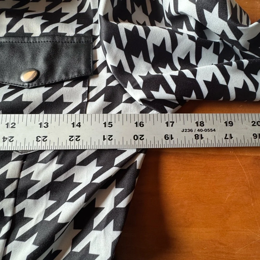 Allegra K‎ New With Tags Faux Leather Black Houndstooth Dress Size Small Zipper
